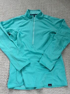Patagonia Capiline Base mid weight layer Teal Quarter-Zip Pullover